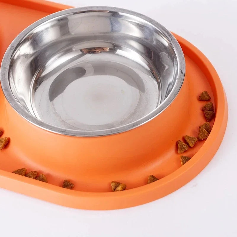 Non-Slip Double Dog Bowl with Slow Feeder Design