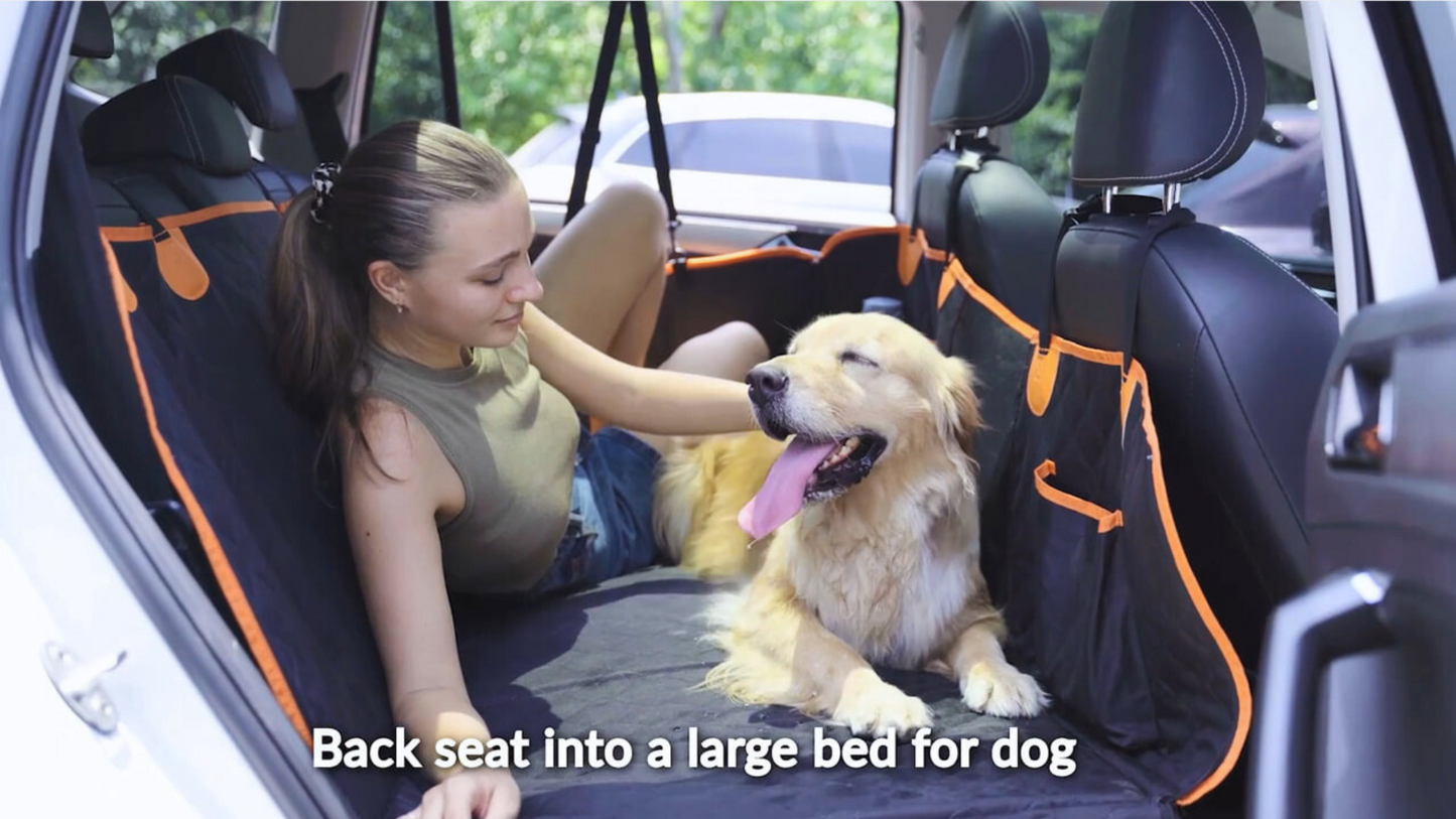 Hard Bottom Back Seat Extender For Dogs With Mesh Window & Waterproof Hammock