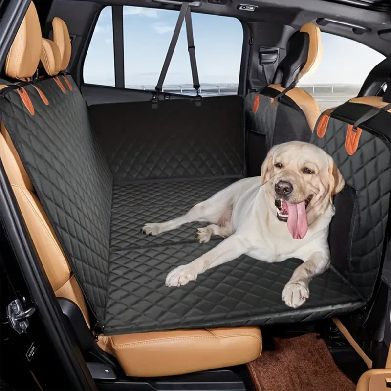 Hard Bottom Back Seat Extender For Dogs With Mesh Window & Waterproof Hammock